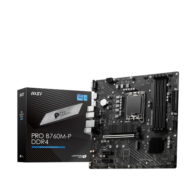 MSI PRO B760M-P DDR4, Intel B760, mATX LGA Socket 1700, Supports 12th/13th Gen Intel® Core™ Processors, Pentium® Gold and Celer