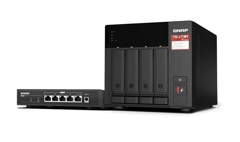 QNAP TS-473A 4-Bay NAS Enclosure with QSW-1105-5T Network Switch