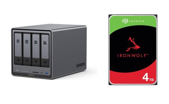 UGREEN DXP4800 Plus 4-Bay NAS (Diskless) with Free Seagate IronWolf 4TB Hard Drive 3.5" Internal SATA (SATA/600) (ST4000VN006)