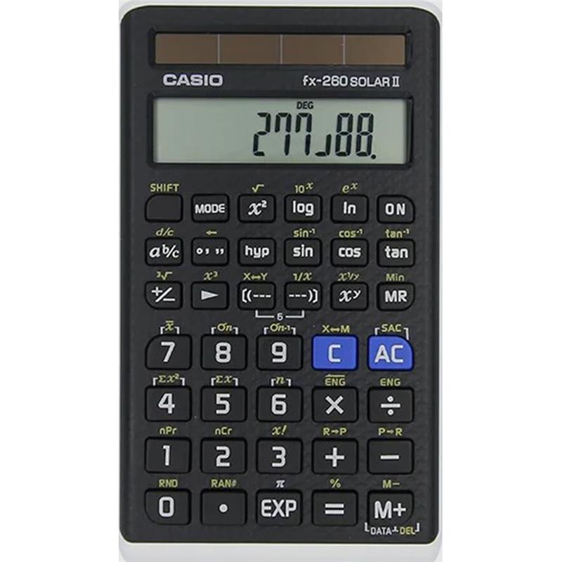 Casio FX-260SOLARII-S-CH Solar 144 function Scientific Calculator offers fraction calculations, trigonometric functions and mor