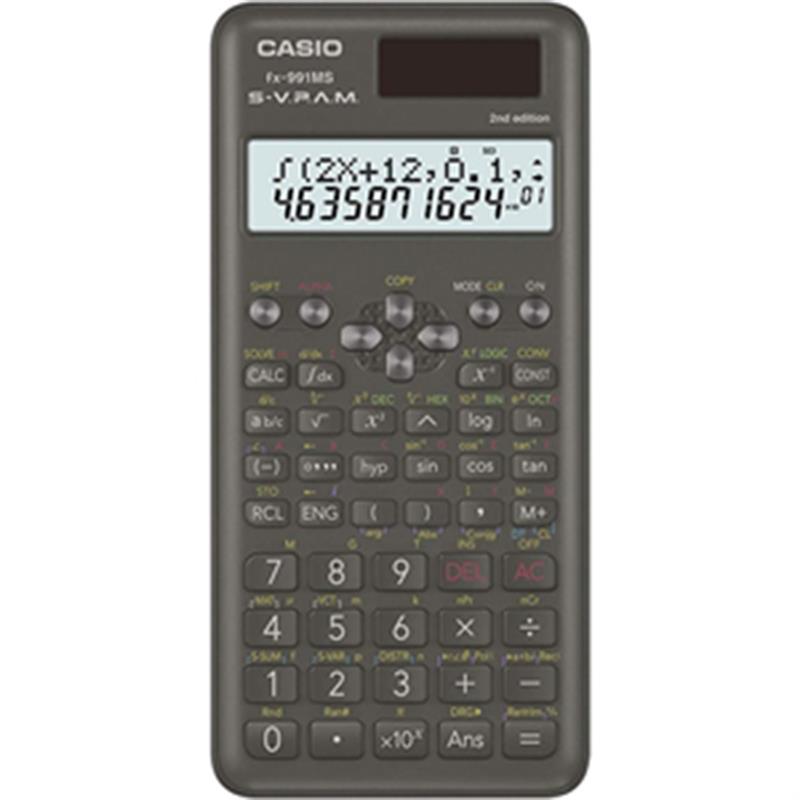 Casio FX991MSPLUS2 Engineering Scientific Calculator 401 functions Solar and battery backup Two -way power; slide -on hard case