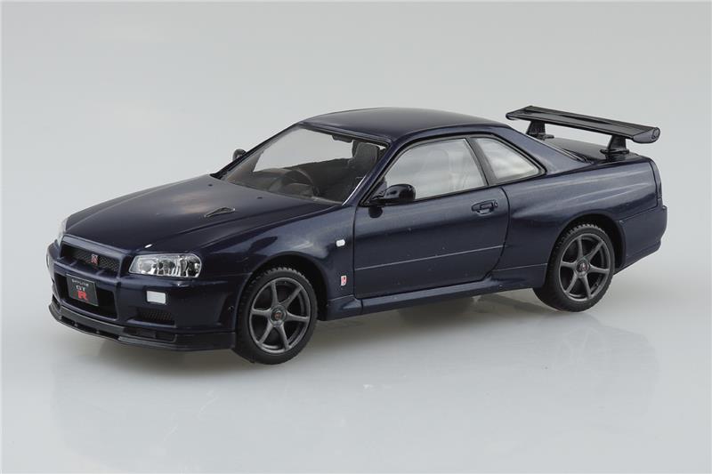 Aoshima 1/32 SNAP KIT #12-MP Nissan R34 Skyline GT-R (Midnight Purple III) Model Kit | No Glue Needed | Snap by Hand