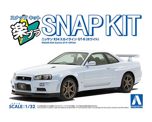 Aoshima 1/32 SNAP KIT #12-WH Nissan R34 Skyline GT-R (White) Kit de mo