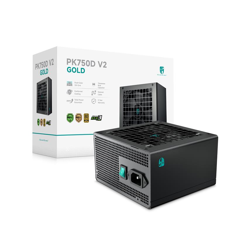 DeepCool PK-D V2 750W Gold ATX Power Supply, Black