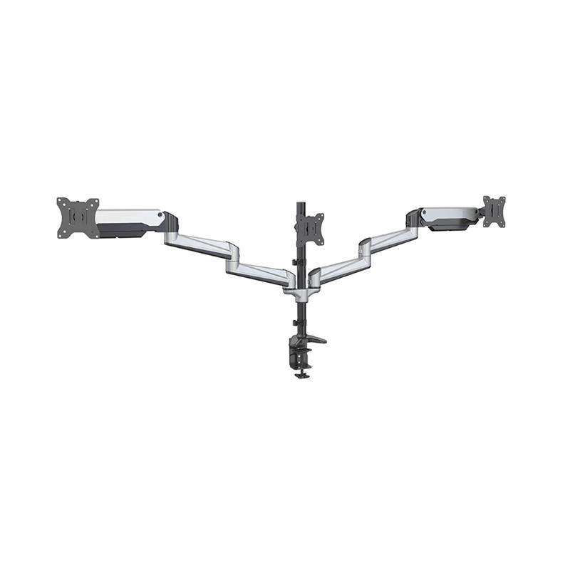 iCAN CC-GA36 17"-32" Triple Aluminum Monitor Mount with Clamp, Gas Spring, Silver.(Open Box)