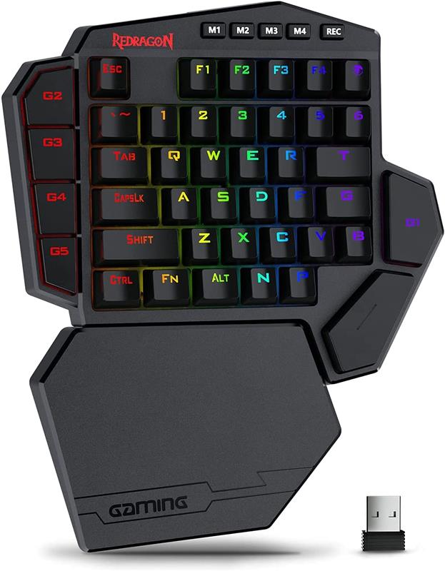 Redragon K585RGB-KS DITI Wireless Single-Handed Keypad with mechanical Blue Switch and RGB lighting [K585RGB-KS](Open Box)