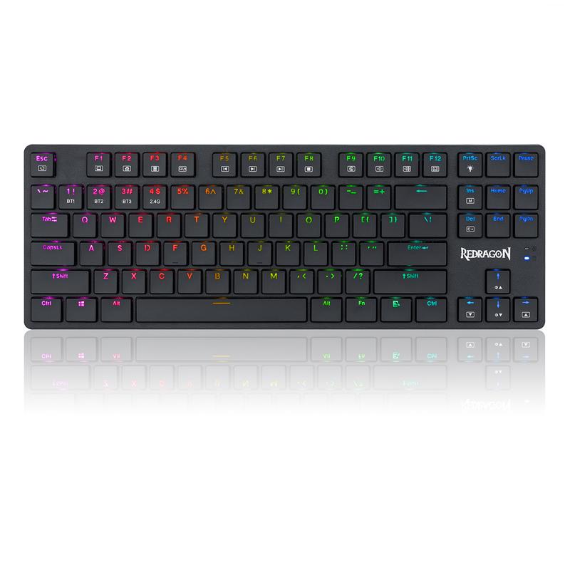 Redragon K539RGB 2.4G Wireless/ Bluetooth/ Wired TKL gaming keyboard black, Low-profile mechanical switches，Brown Switch，RGB ba