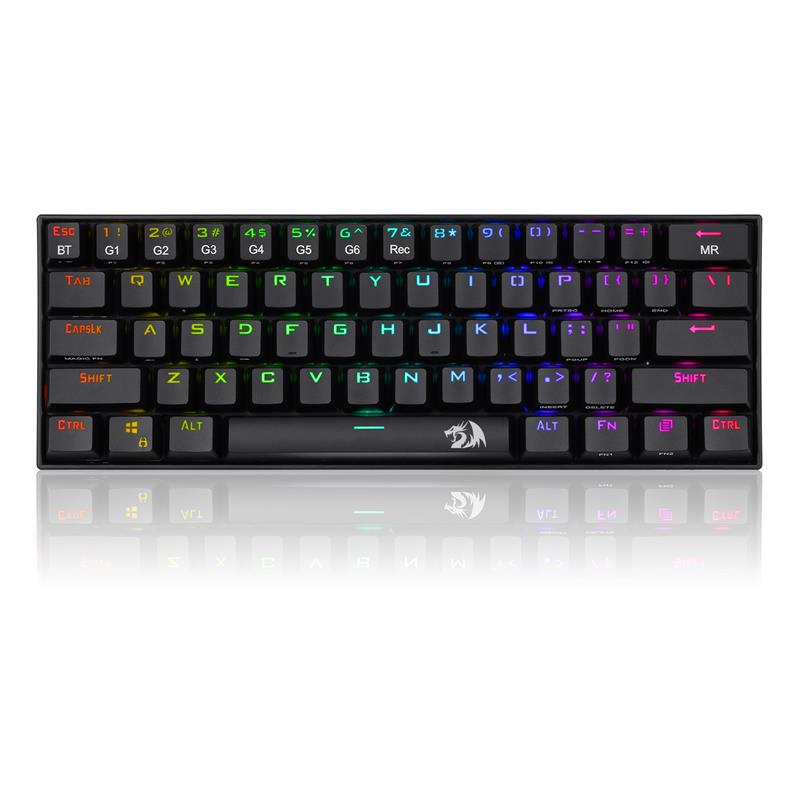 Redragon K530 Pro-blue switch, 60% Wireless RGB Mechanical Keyboard, hot-swappable | Bluetooth | 2.4Ghz | Wired 3-Mode | 61 Key