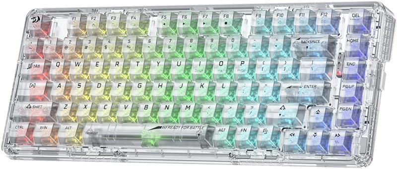 Redragon K649CT 75% Tri-Mode Crystal Clear Gasket Gaming Keyboard