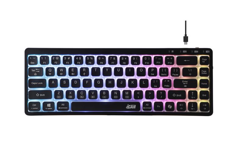 Clavier de jeu sans fil à structure GS tri-mode iCAN 68 touches