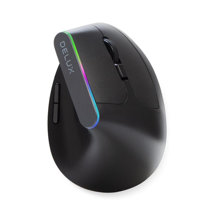 Souris optique ergonomique sans fil Delux M618DB, lumière RVB