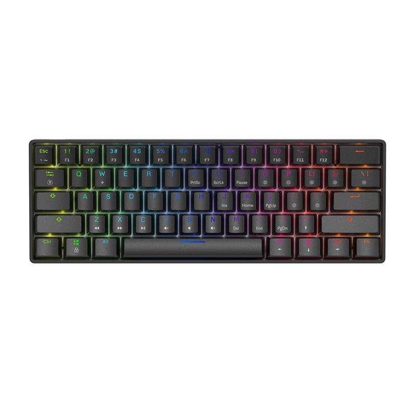 Clavier de jeu mécanique filaire RGB iCAN 60 % noir, commutateur rouge linéaire