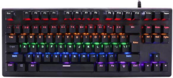 Clavier de jeu mécanique filaire iCAN MK106 noir arc-en-ciel, 87 touches
