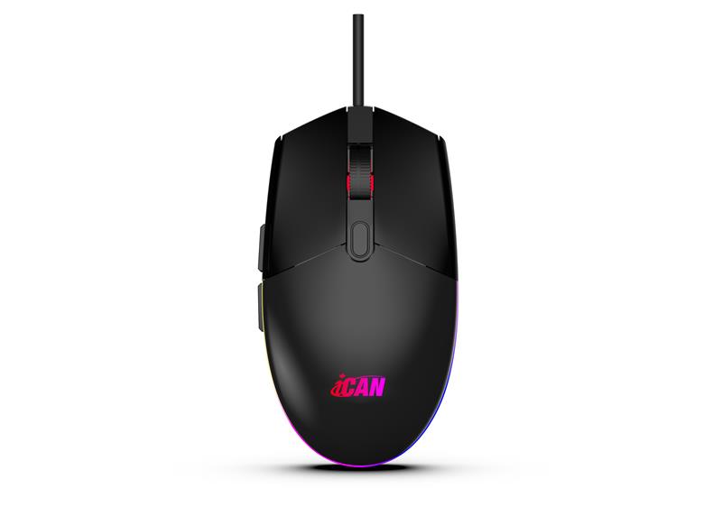 iCAN GM1011 Wired Black RGB Gaming Mouse, 6 Buttons, 1600 DPI(Open Box)