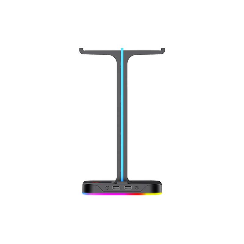 Havit TH650 RGB Headset Stand with Dual Hanger & 2 USB Ports, Black