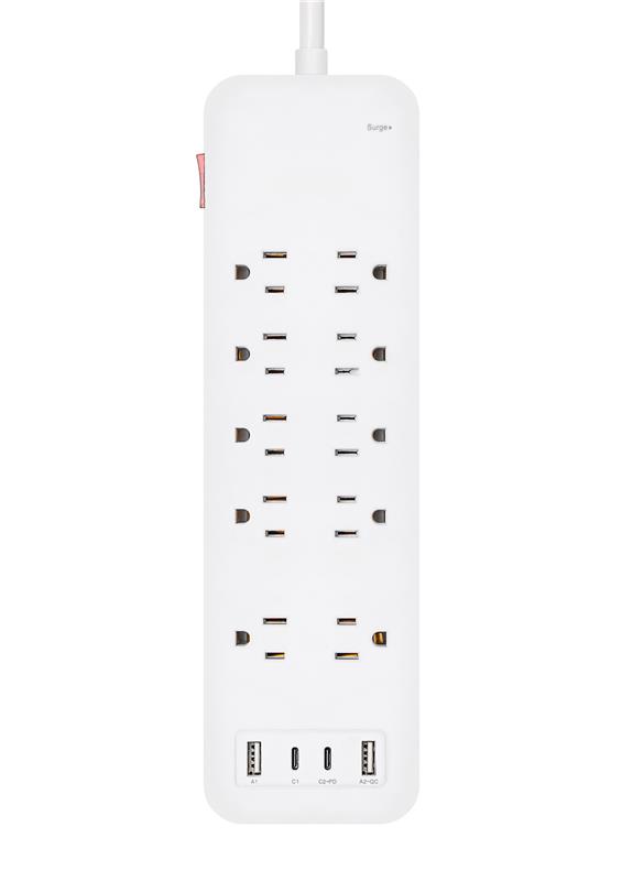 iCAN 10 Outlets Surge Protector with 2 USB-A and 2 USB-C, 6ft Cord