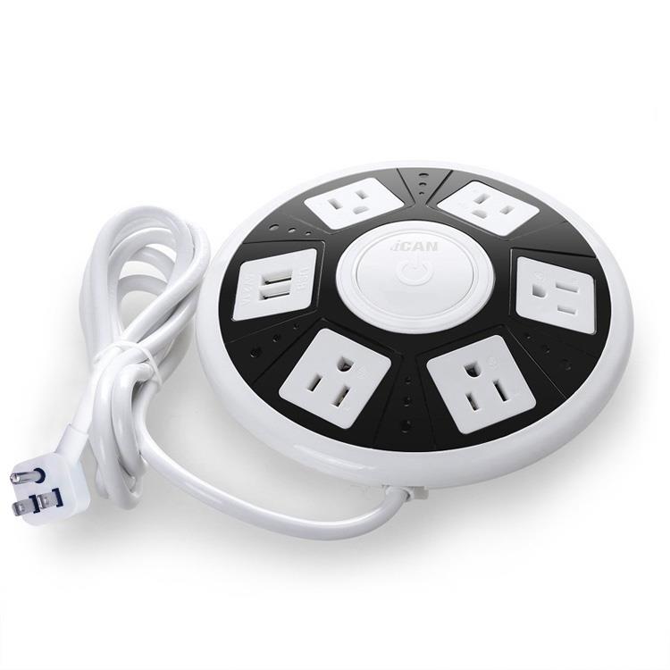 iCAN 5 Outlets 2 USB-A UFO Surge Protector with 5ft Cord