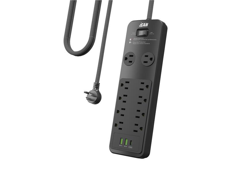 iCAN 10 prises, 2 USB-A et 1 USB-C, cordon de 6 pieds