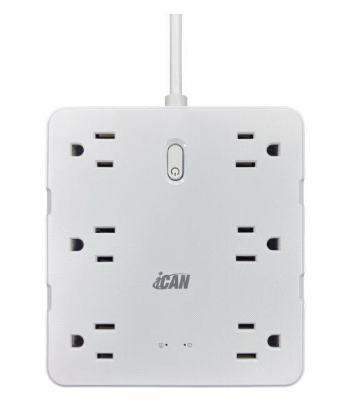 iCAN 12 Outlets Surge Protector with 2 USB-A and 1 USB-C, 5ft Cord(Open Box)
