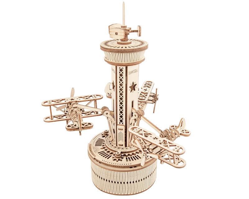 ROKR 3D Wooden Puzzle,Air-Control Tower Music Box,Perfect Gift(Open Box)