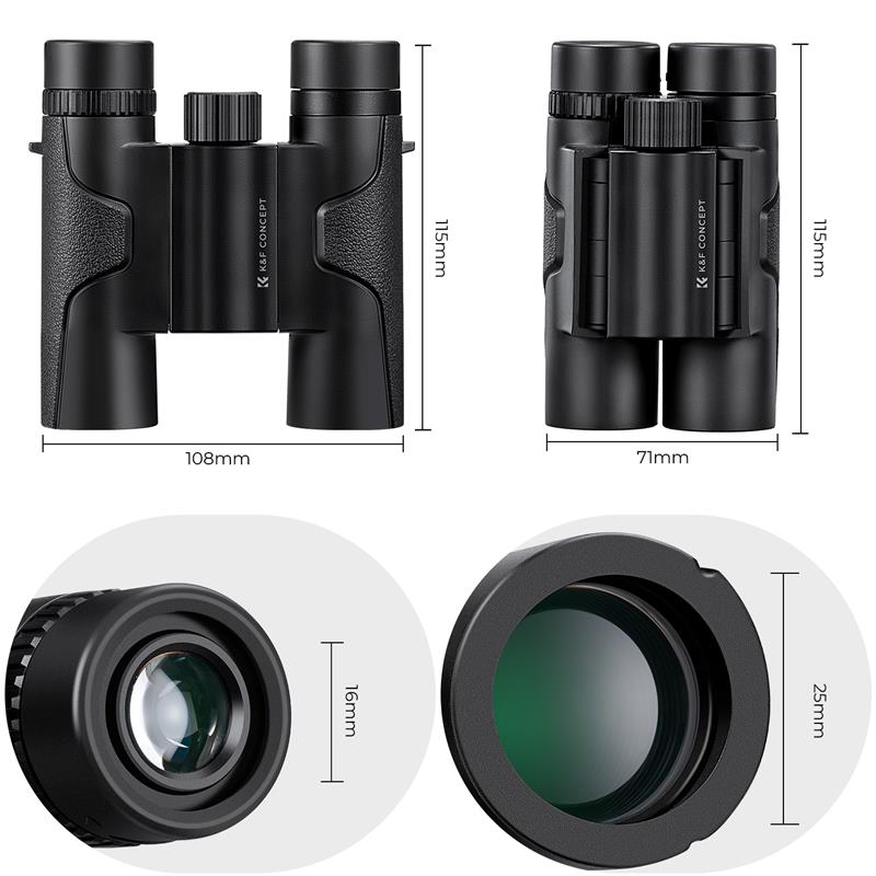 K&F KF33.070 Concept Binoculars Telescope with 10x25 High Definition BAK-4 Prism and IP65 Waterproof for Kids and Adults