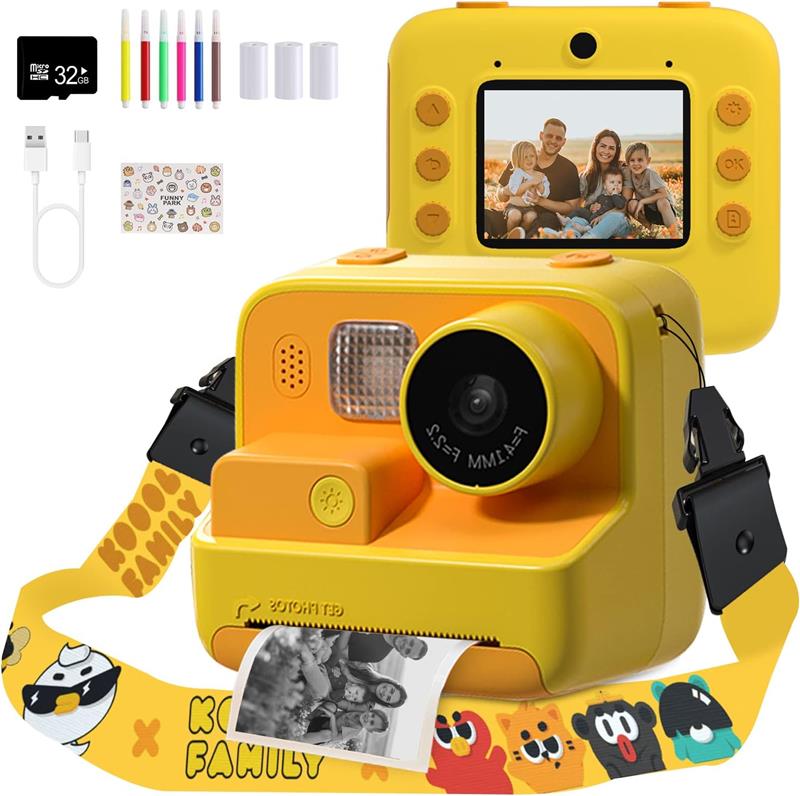 Mafiti Kids Camera Instant Print, K27 48MP Digital Camera with Zero Ink, Selfie 1080P Video Camera with 32G TF Card, Toys Gi...