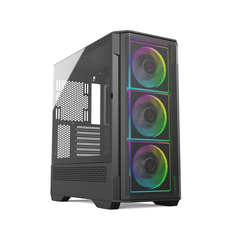 Armoury C802B Tempered Glass Mid-Tower EATX PC Case 3ARGB Fans and ARGB Controller Included -Black