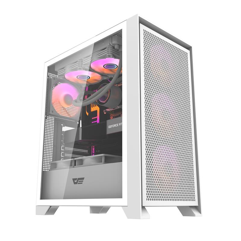 DarkFlash DRX70 Mesh ATX PC Case, 4x ARGB Fans Included, White