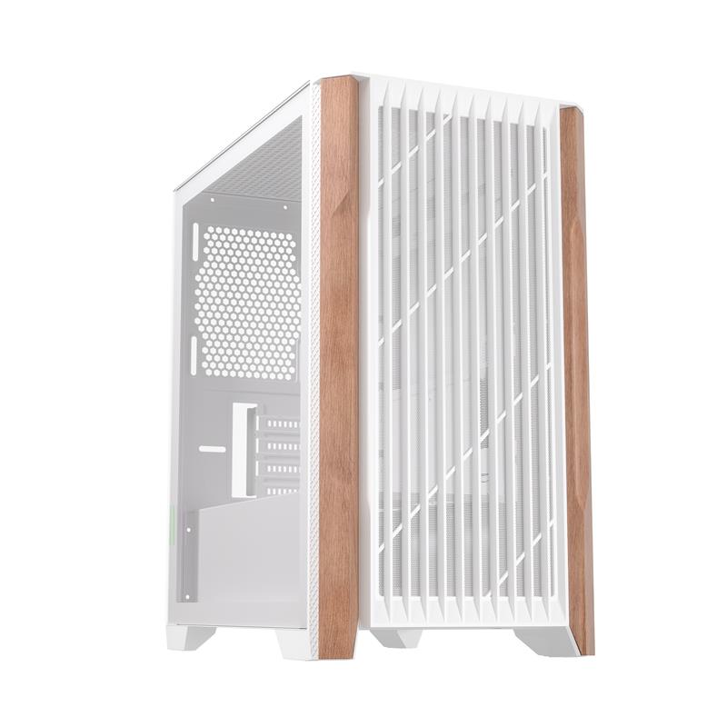 Armoury A08 Micro ATX Case, Wood Front Panel, White