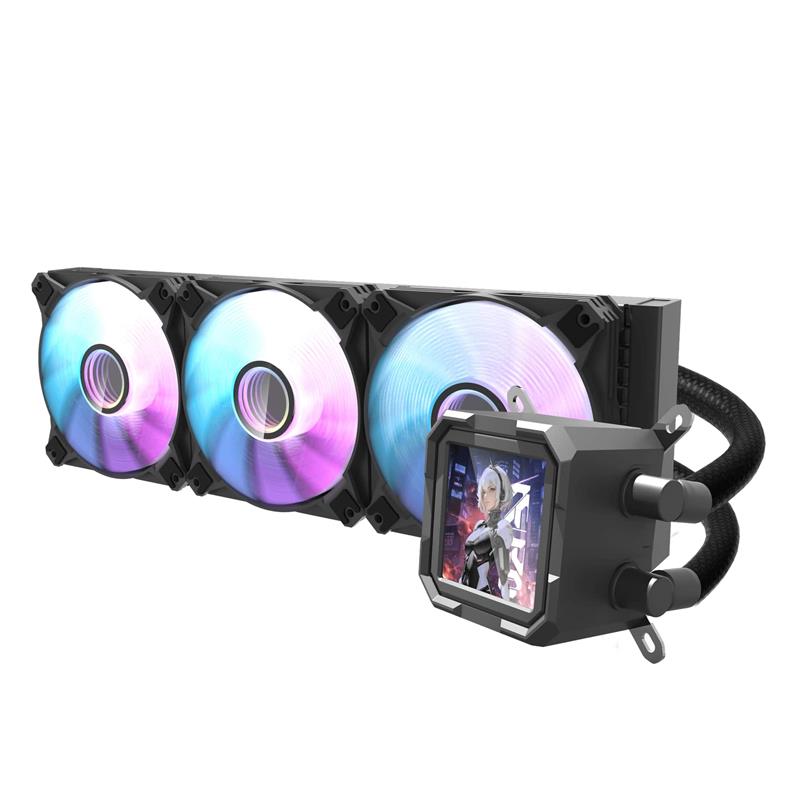 DarkFlash DV360S 360mm Liquid AIO CPU Cooler with LCD Screen, Black