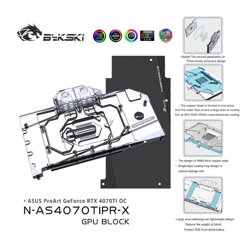 Bykski Full Coverage GPU Water Block and Backplate For ASUS RTX 4070TI