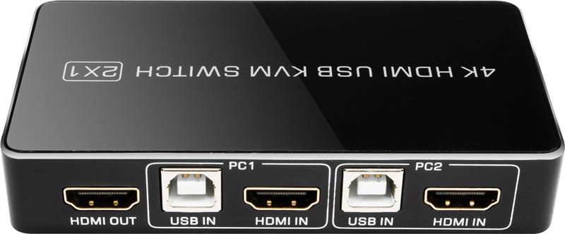 iCAN HDMI USB KVM Switch 2x1 with Switch Extension, 4K@60Hz(Open Box)