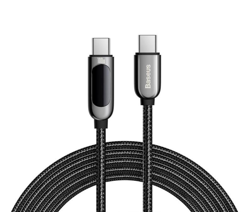 Baseus Display Fast Charging Data Cable USB Type-C to Type-C 100W, 2m (6.6ft), Black