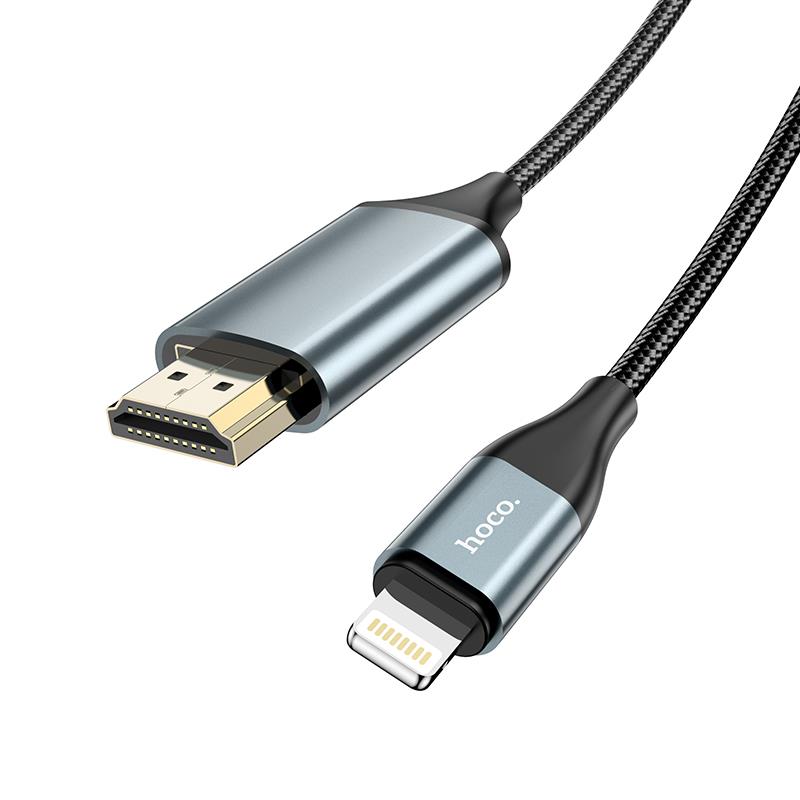 HOCO Lightning to HDMI Adapter, 2M, Grey (UA15)(Open Box)