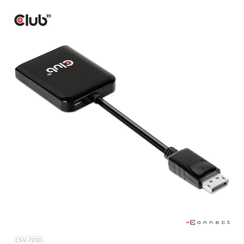 CLUB 3D Multistream Transport (MST) Hub DisplayPort™ 1.4 to DisplayPort™ Dual Monitor 4K60Hz M/F (CSV-7200)