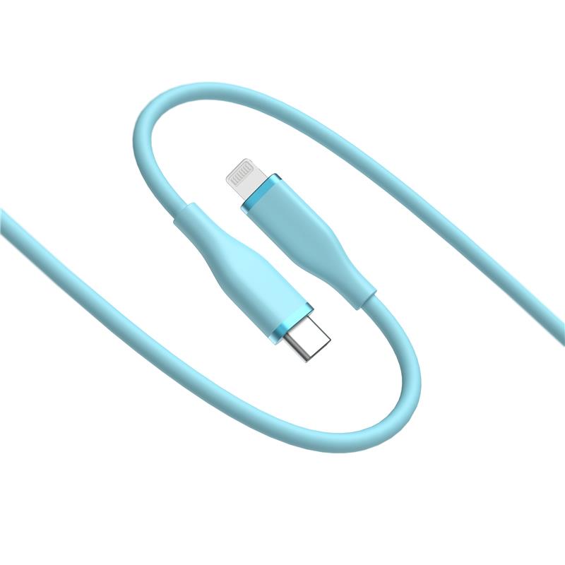 iCAN USB Type-C to Lightning Silicone Cable, Apple MFi Certified, M/M, 4ft, Sky Blue