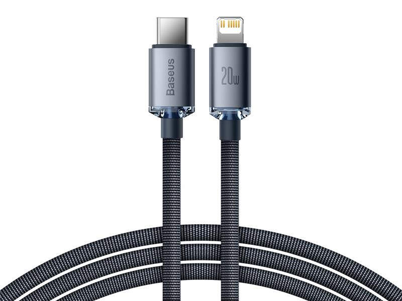 Baseus Crystal Shine Series Fast Charging Data Cable Type-C to Lightning, 20W, 1.2m, Black