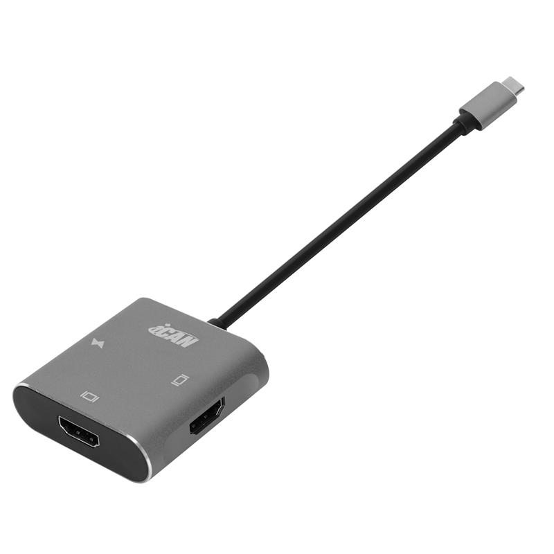 iCAN Type C to Dual HDMI Adapter + PD Charging, Dual 4K@60Hz, SST+MST,(Open Box)