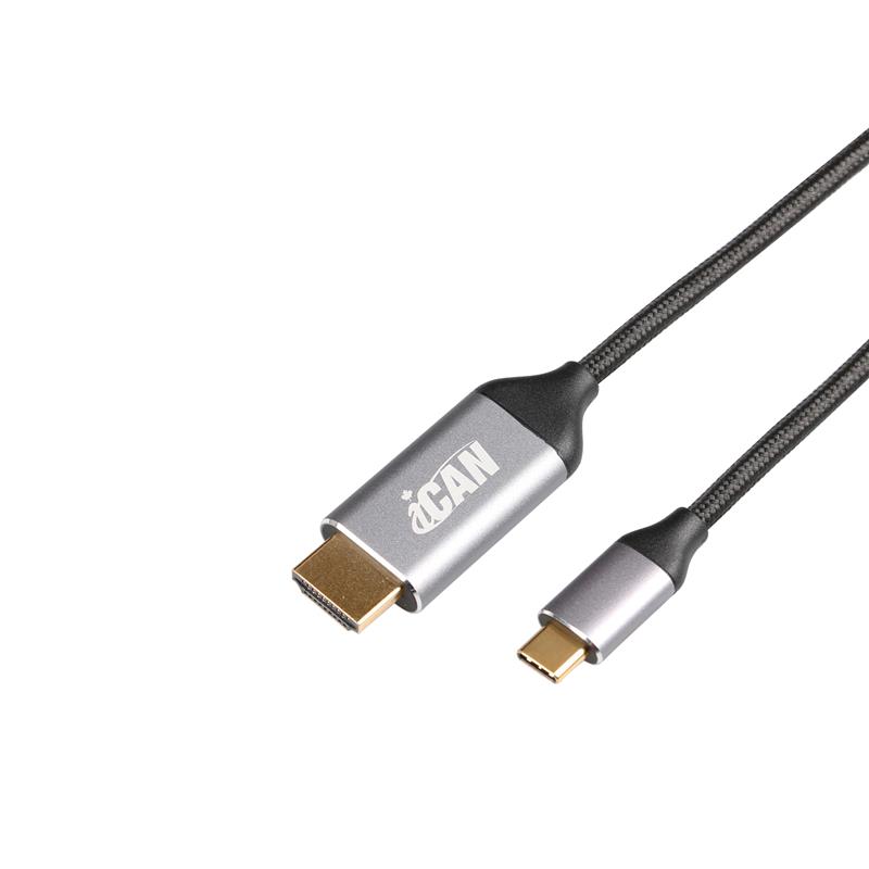 iCAN 6ft USB Type-C To HDMI cable, 4K@60Hz, Metal Connector, Braided(Open Box)