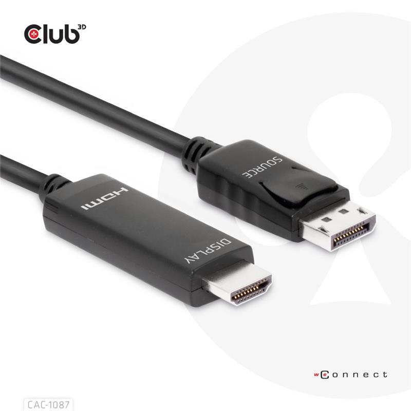 Club 3D DisplayPort 1.4 to HDMI 4K120Hz or 8K60Hz HDR10 Cable M/M 3m/9.84ft(Open Box)