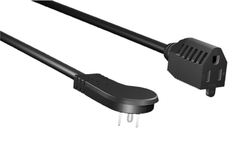 Micro Connectors Low Profile Angled Power Cord Extension, 16 AWG, 3FT