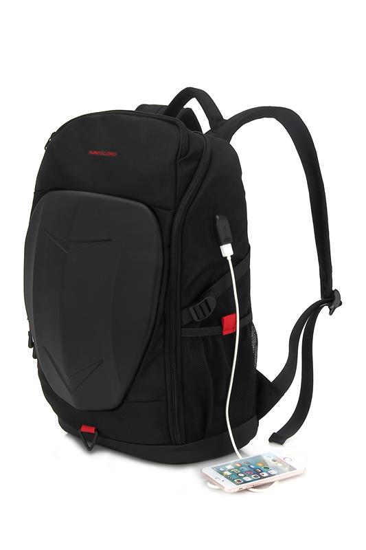 KINGSLONG 17.3" Gaming Backpack with USB Charging Port, Black