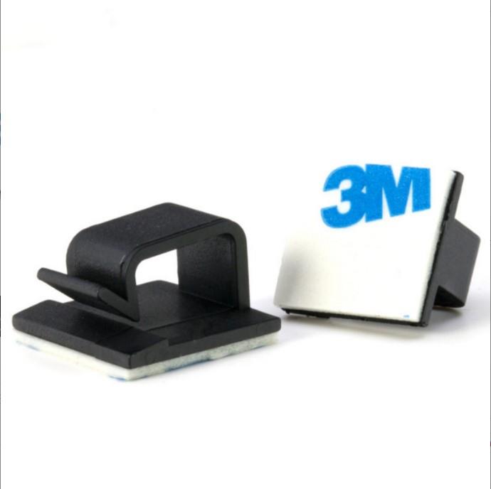 iCAN 100 pcs Clips de câble auto-adhésifs de type R 14,5 x 16 mm, Noir