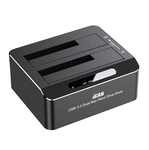 iCAN RSH-DS01 USB 3.0 Dual Bay SATA Hard Drive Dock for 2.5" and 3.5" SSD/HDD