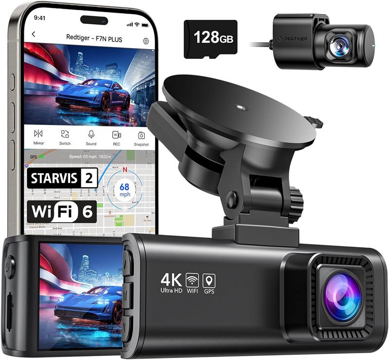 REDTIGER Dash Cam Avant Arrière, 4K/1080 Full HD Dash Camera pour voit