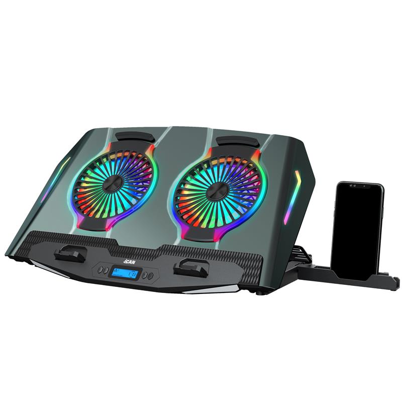 iCAN Gaming Laptop Cooler with Phone Holder, 2 Quiet Big Fans(Open Box)