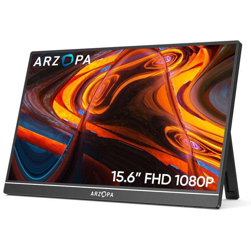 Arzopa 15.6'' Display, IPS Panel, 1920 x 1080 FHD, 60Hz Kickstand