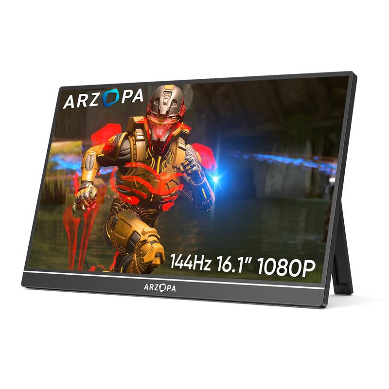 Arzopa 16.1'' Display, IPS Panel, 1920 x 1080 FHD, 144Hz Kickstand