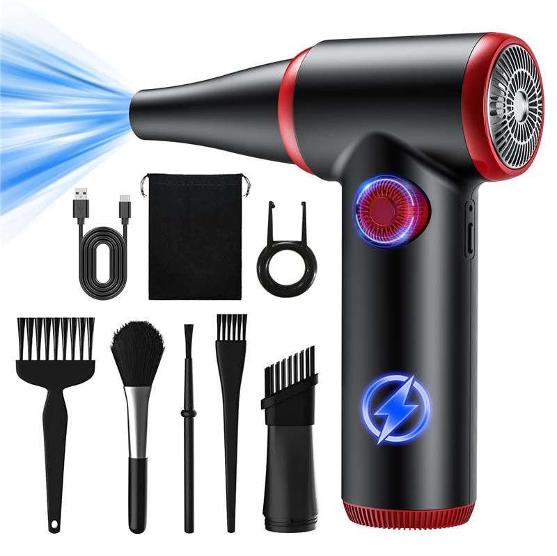 iCAN TAD072 Portable Storm Air Duster, 84000 RPM, 1600 mAh * 3 Battery Powered, 5 V 2 A 60 W, Blowing Force:3.4 OZ, Silver Gray