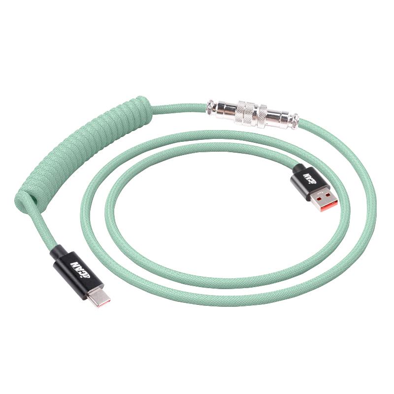 iCAN Coiled Keyboard Cable, USB-A to USB Type-C, 1.5m (5ft), Turquoise